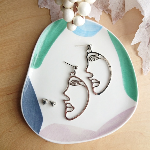 Myth X Drram Jewelry - Half Face Portrait Drop Earrings